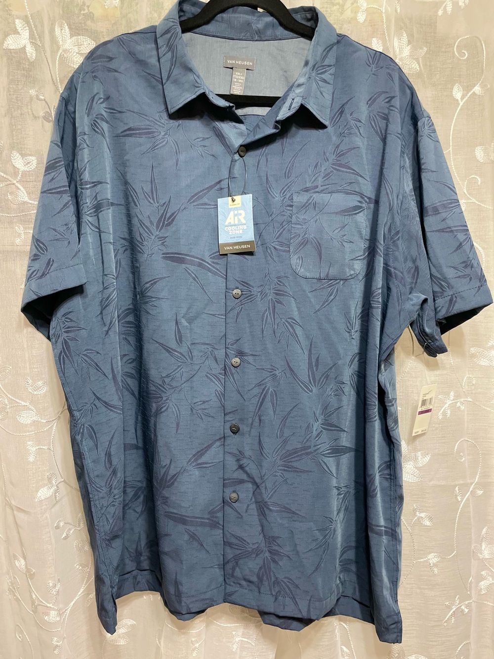 Van Heusen Men's Slate Blue Short-Sleeve Button-Down Shirt XXL